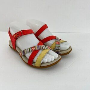 Abeo Womens  Laguna Sandals Multi Color Orange  Size US 5  Neutral Footbed